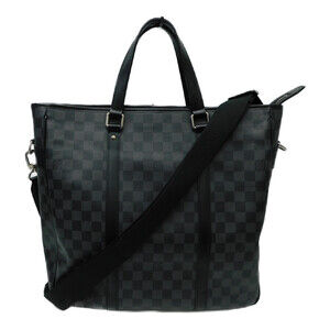 Louis Vuitton Tadao Tote Bag Shoulder Crossbody Damier Graphite Black Gray